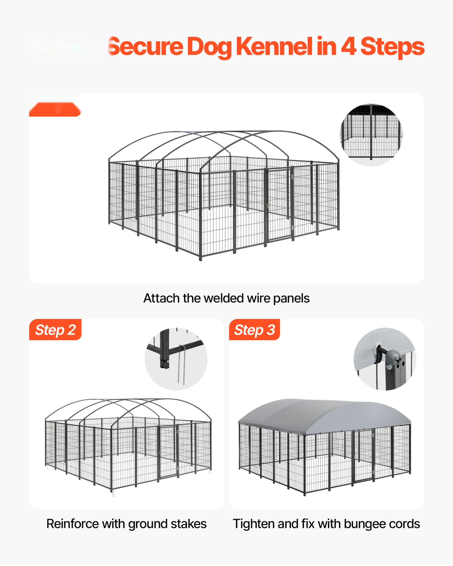 Extra-Large Outdoor Dog Kennel – Waterproof Roof 9.8ft