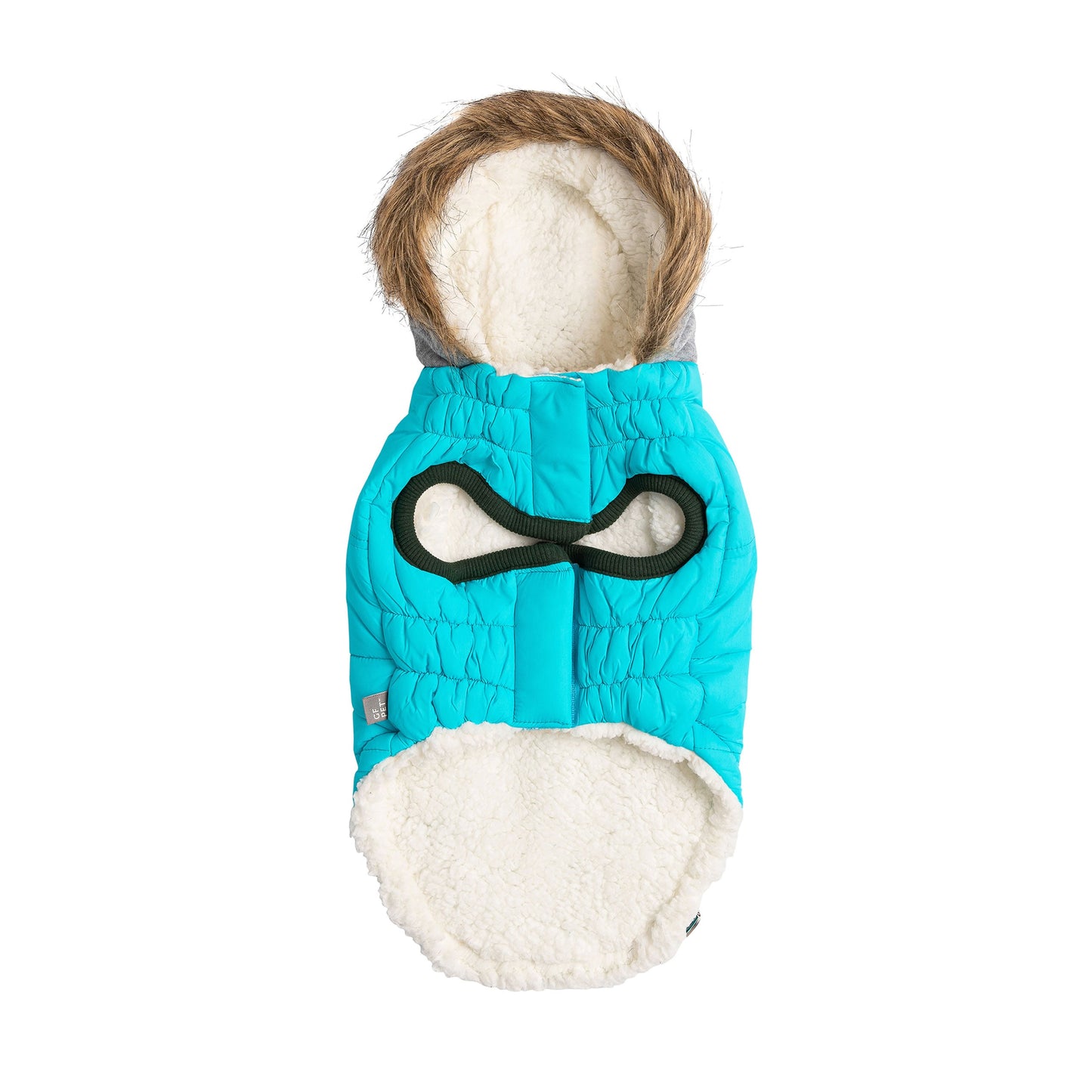 Winter Sailor Dog Parka – Aqua | Fleece-Lined Hood