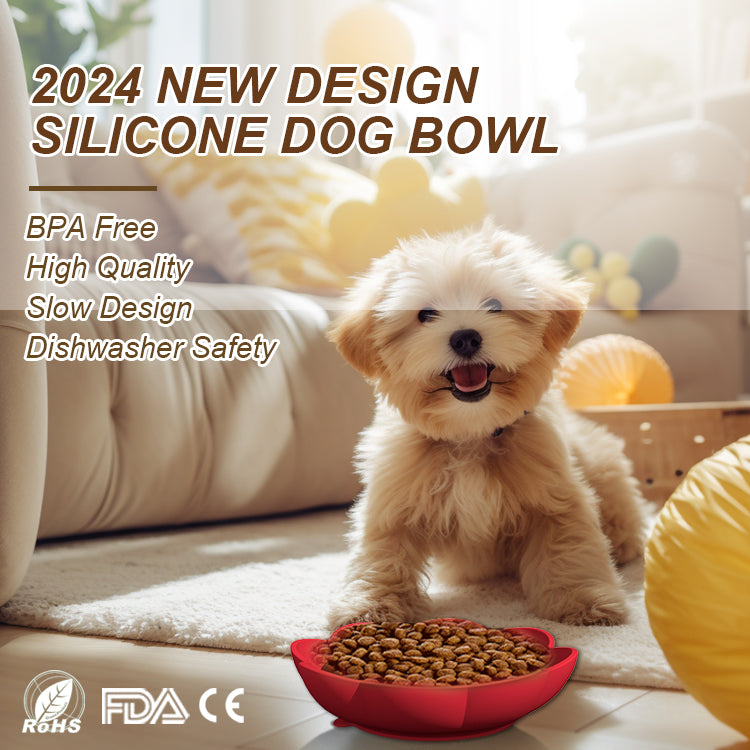 Rose Pattern Slow Feeder Bowl – Food-Grade Silicone