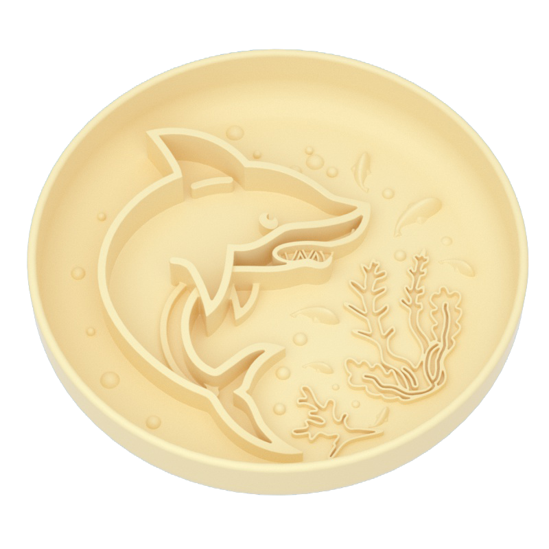 Shark Pattern Slow Feeder Bowl – Food-Grade Silicone