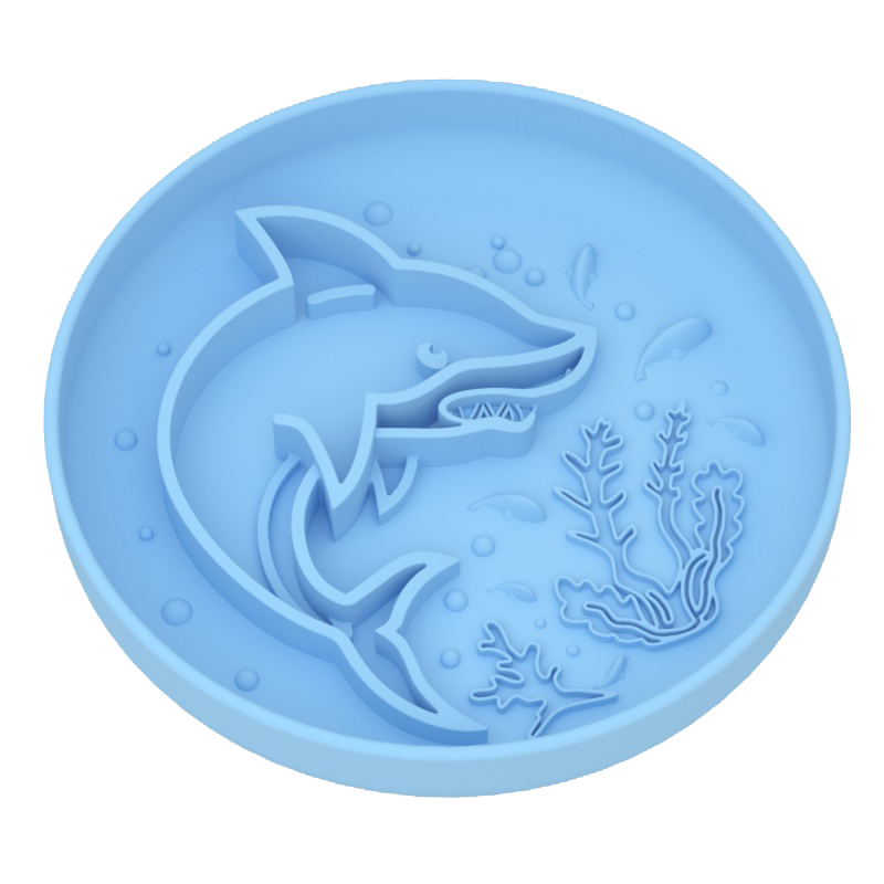 Shark Pattern Slow Feeder Bowl – Food-Grade Silicone