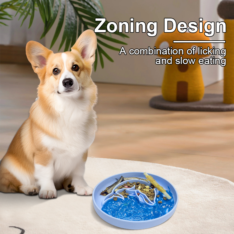 Shark Pattern Slow Feeder Bowl – Food-Grade Silicone