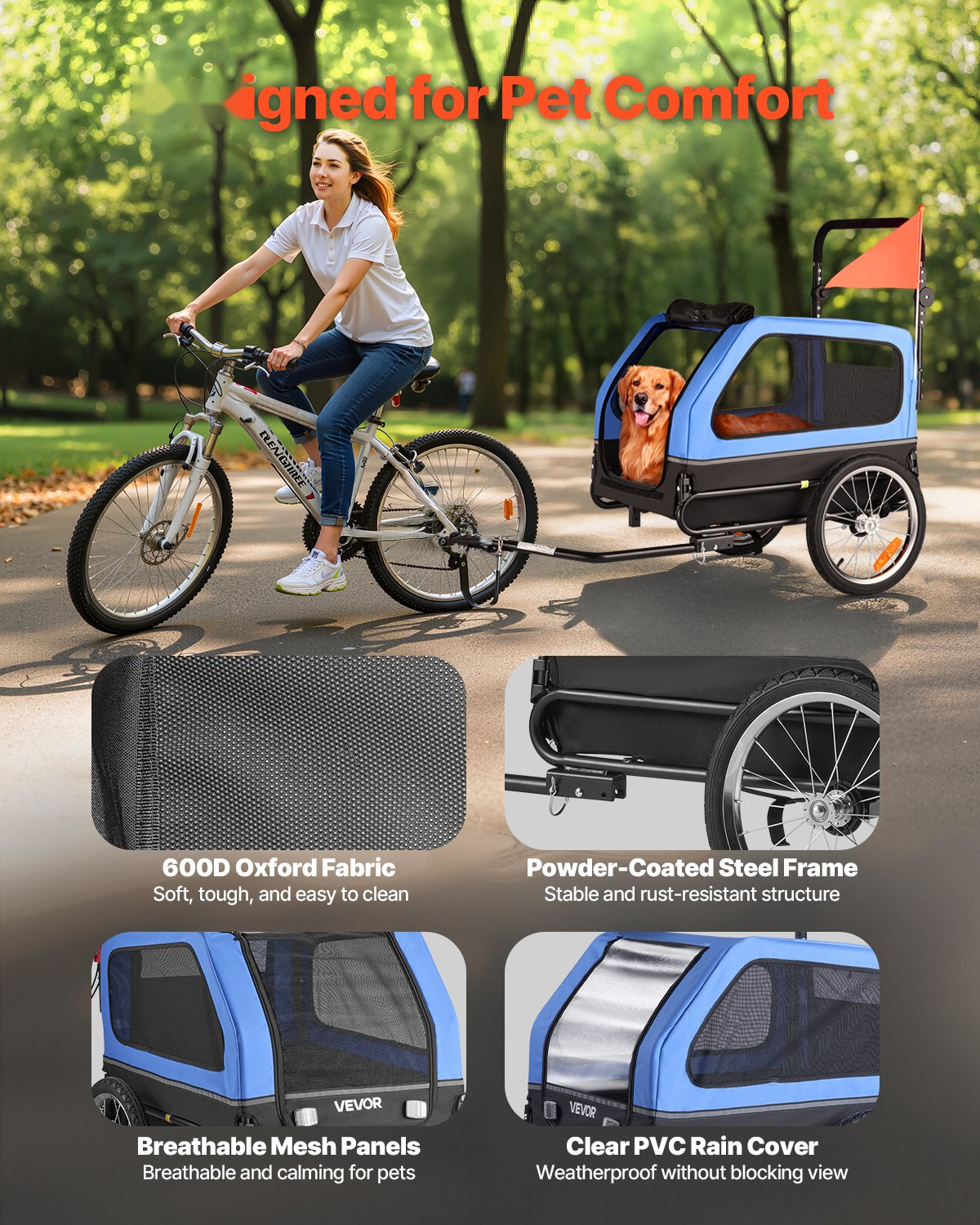 Dog Bike Trailer & Stroller – 88 lb Capacity