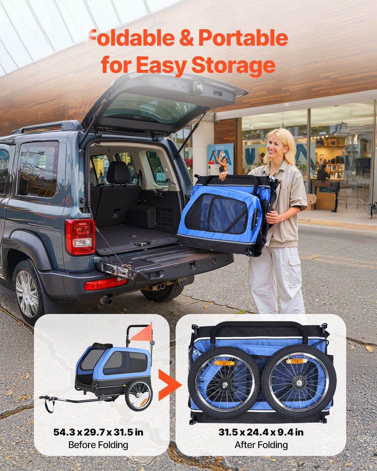 Dog Bike Trailer & Stroller – 88 lb Capacity
