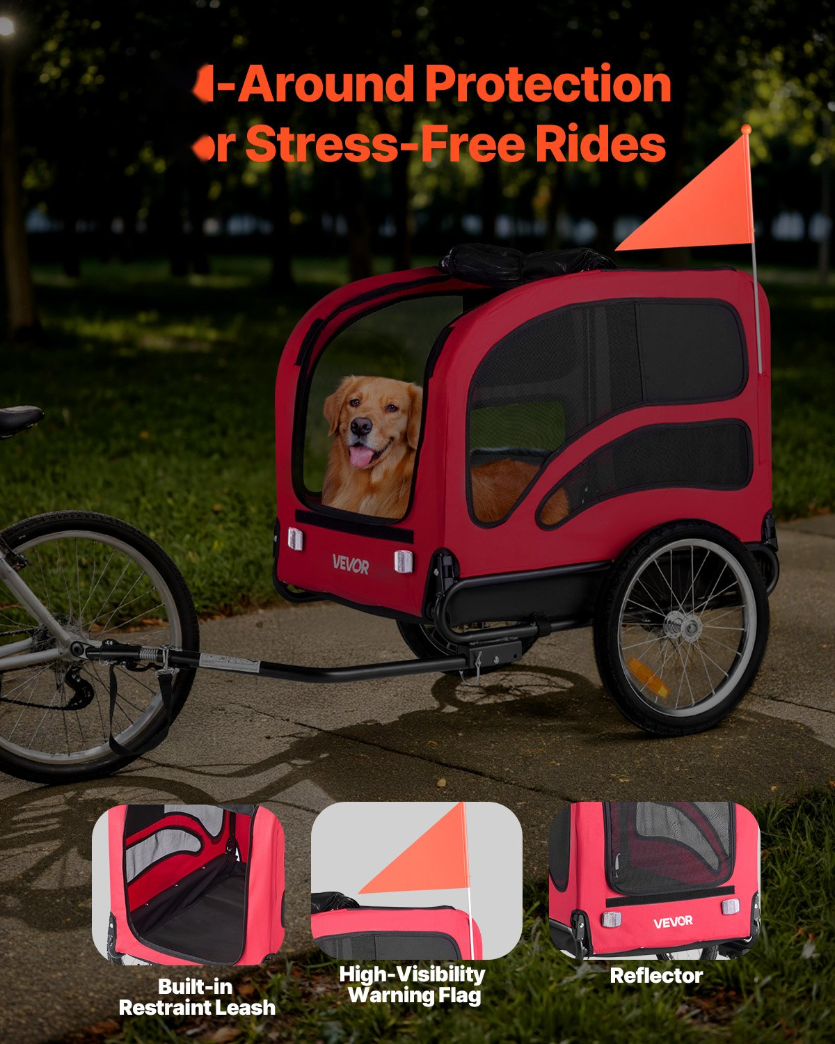 Dog Bike Trailer – Up to 100 lbs Capacity