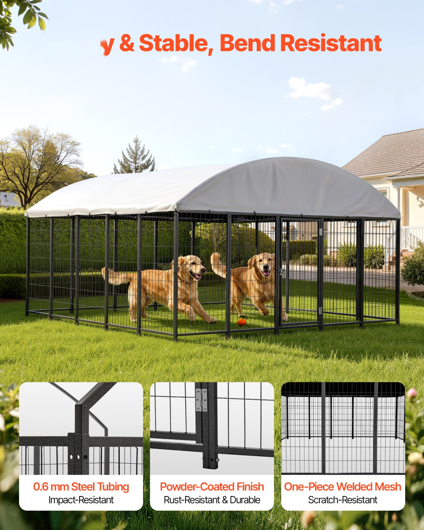 Extra-Large Outdoor Dog Kennel – Waterproof Roof 9.8ft