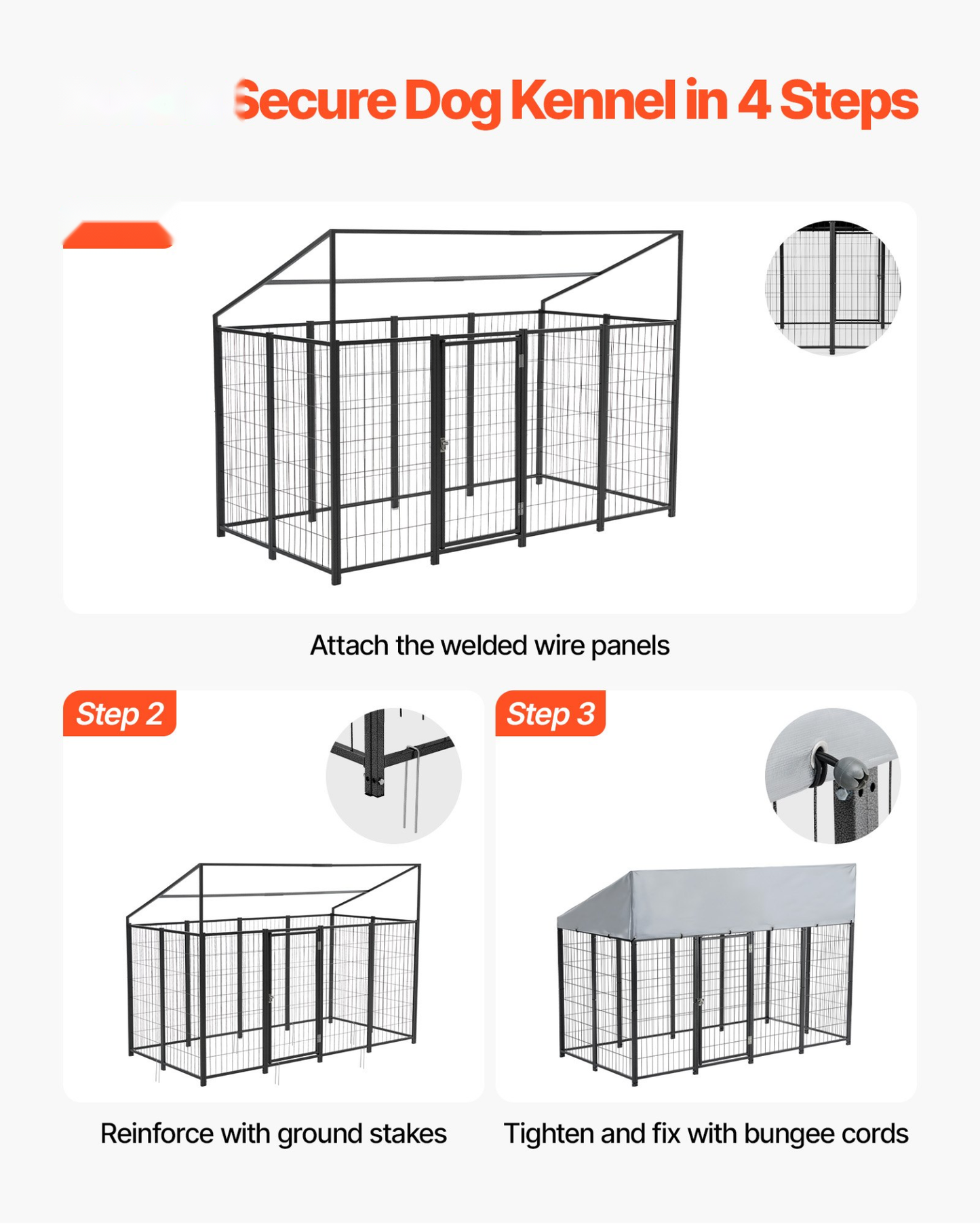 Outdoor Dog Kennel Run – Waterproof Roof & Covered Base
