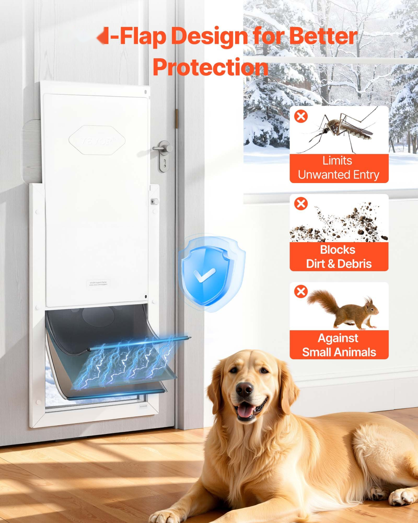 Dog Door with Magnetic Flaps – XL Weatherproof Seal