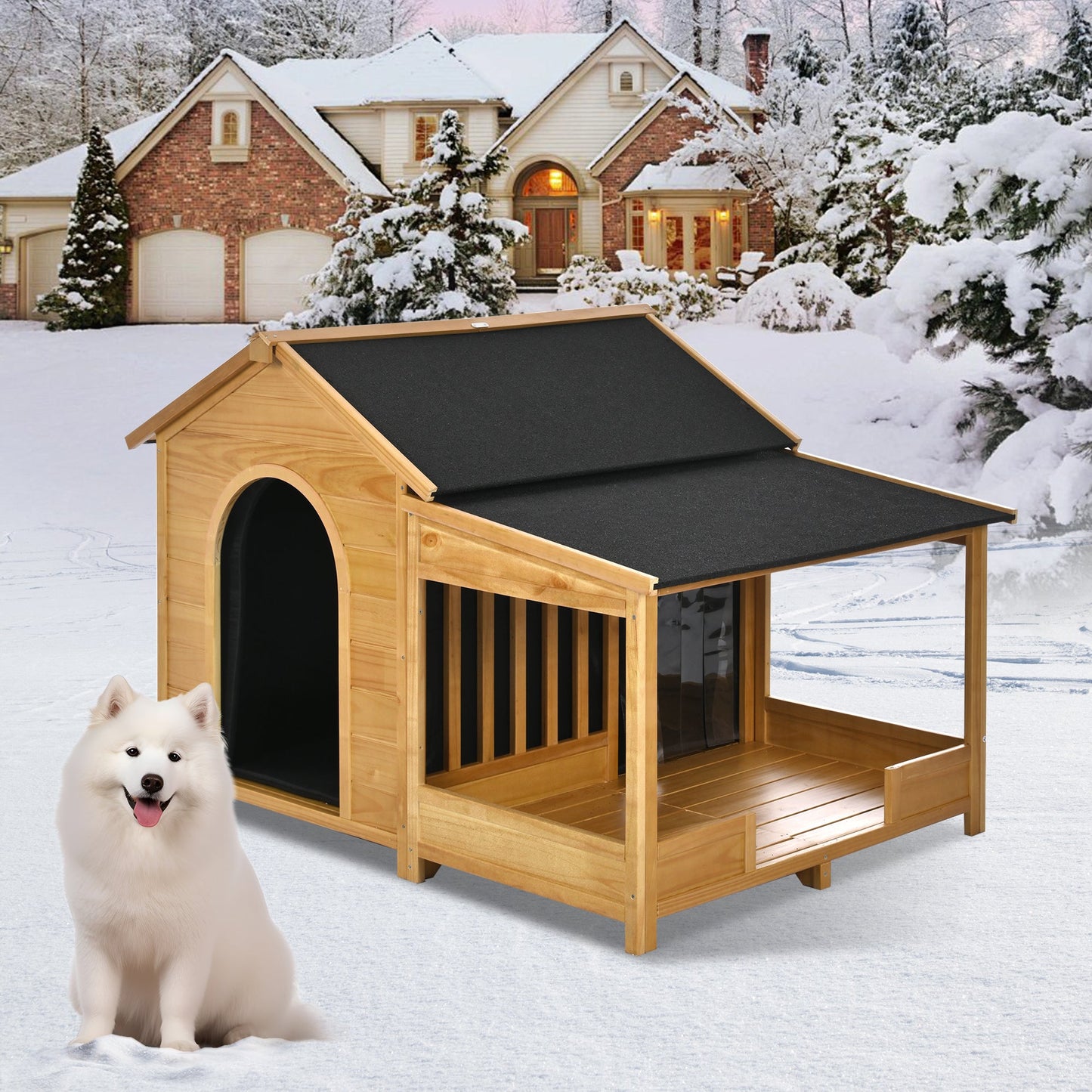 Insulated Large Dog House – Pine with Winter Liner