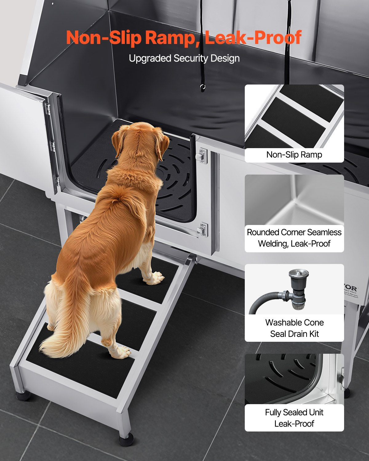 62-Inch Stainless Steel Dog Washing Station with Ramp – photo 2