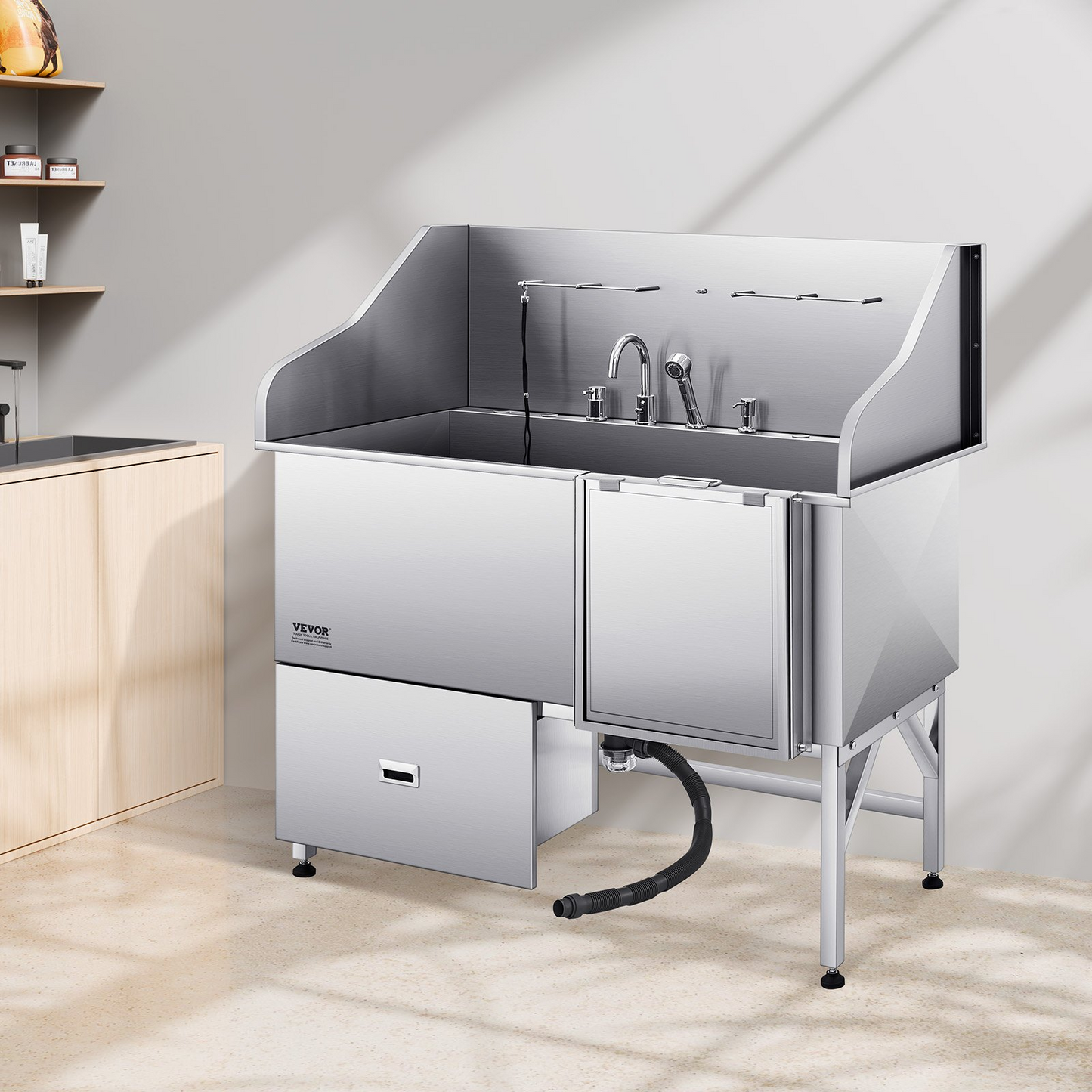 Stainless Steel Dog Washing Station Tub with Ramp 61" – photo 7