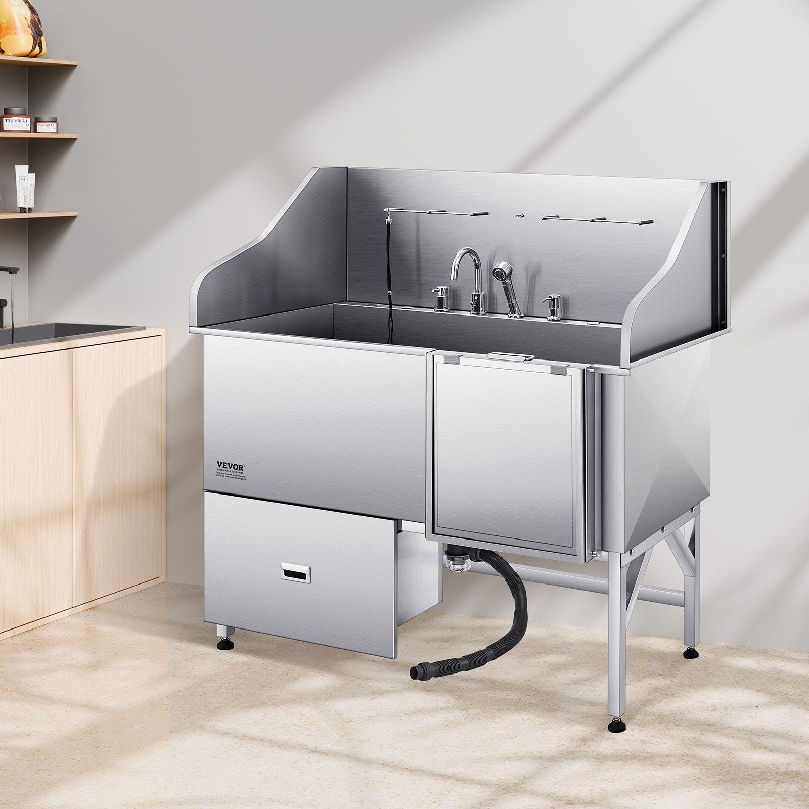 Stainless Steel Dog Washing Station Tub with Ramp 61" – photo 7