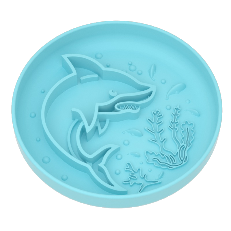 Shark Pattern Slow Feeder Bowl – Food-Grade Silicone