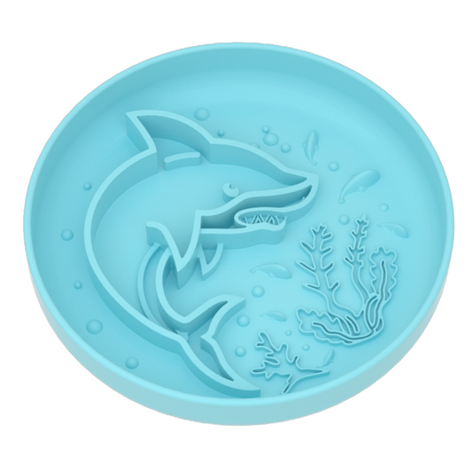 Shark Pattern Slow Feeder Bowl – Food-Grade Silicone