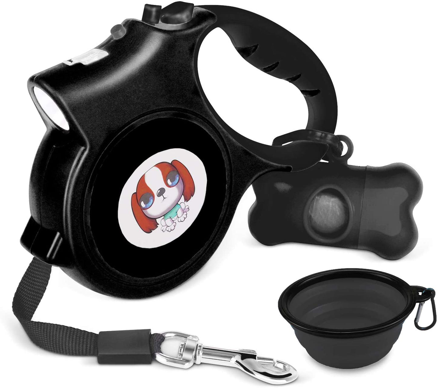 LED Retractable Dog Leash with Flashlight – 16.4 ft, Up to 55 lbs, Blue