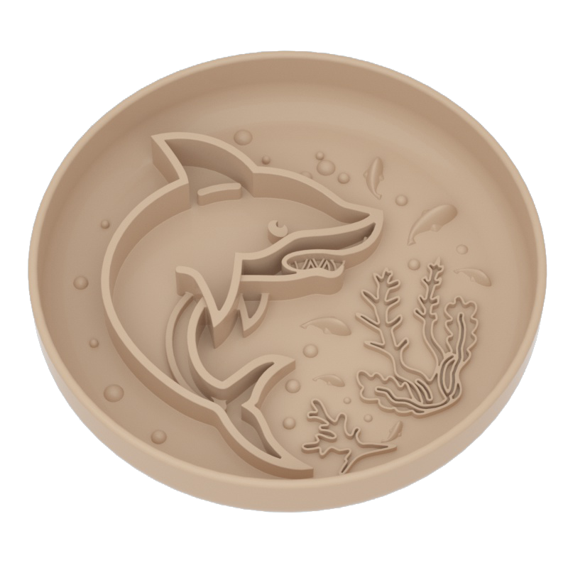 Shark Pattern Slow Feeder Bowl – Food-Grade Silicone