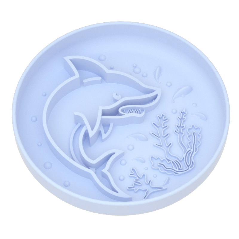 Shark Pattern Slow Feeder Bowl – Food-Grade Silicone