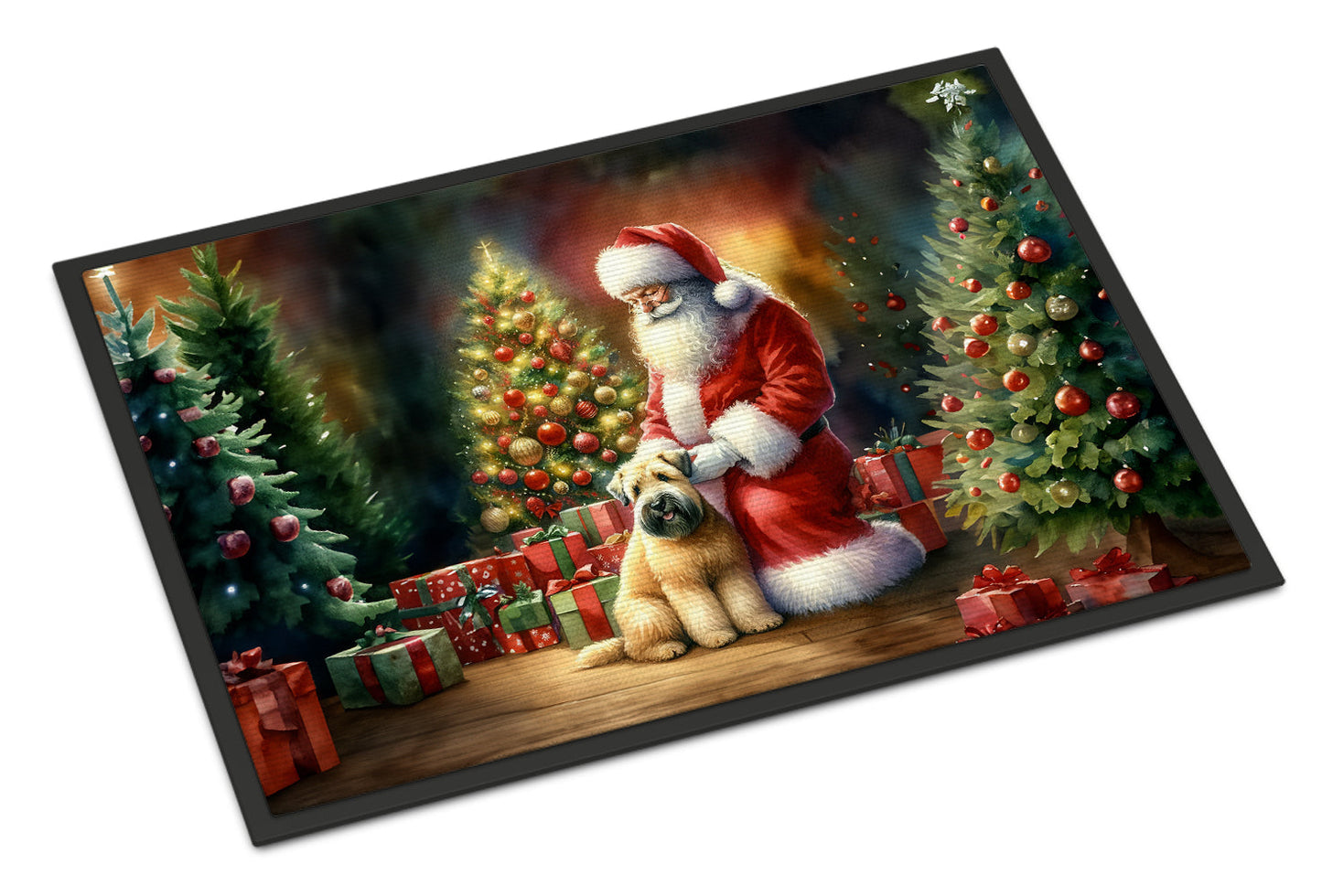 Wheaten Terrier & Santa Claus Holiday Doormat