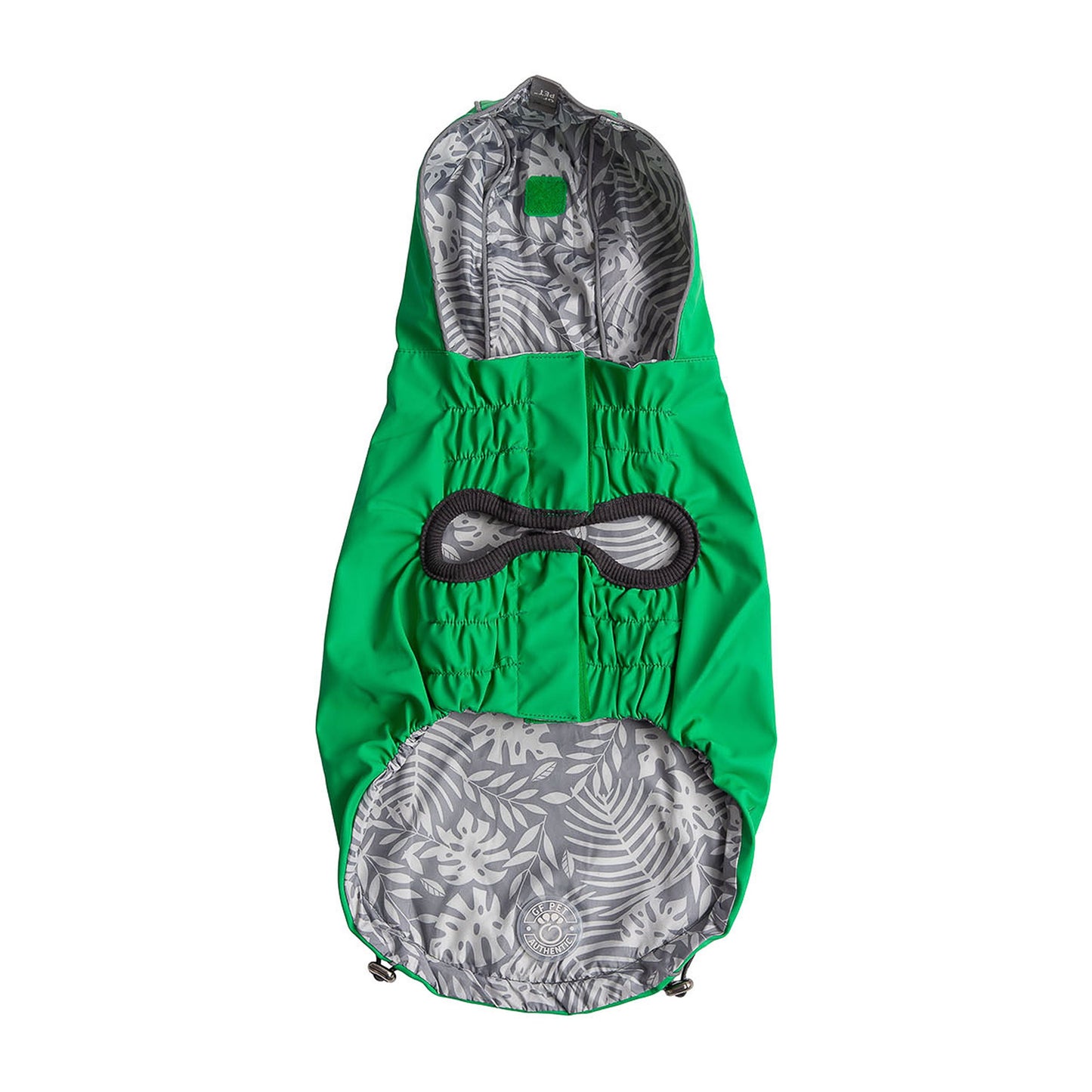 Reversible Dog Raincoat – Waterproof, Elasto-Fit, Tackable Hood, Green