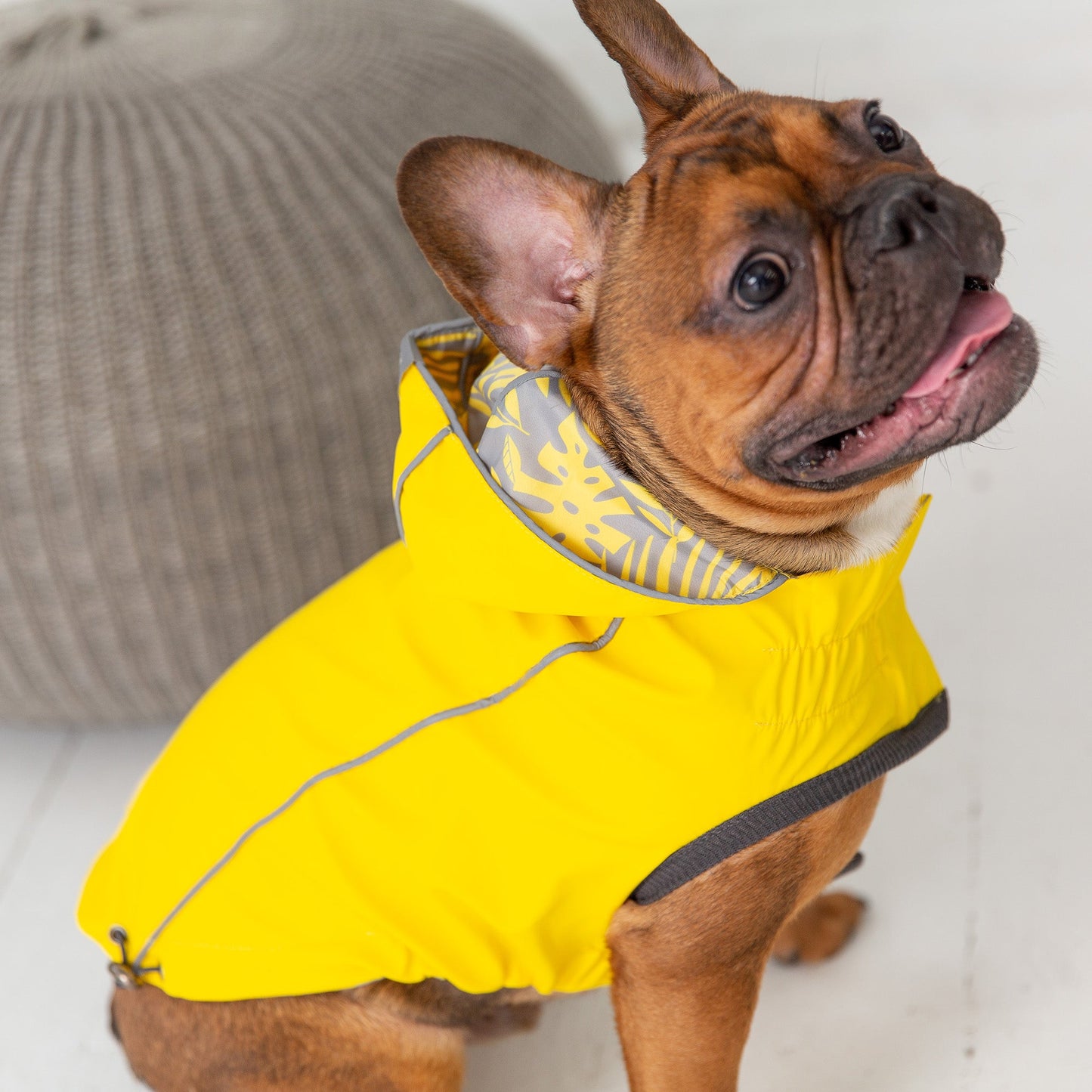 Dog Raincoat – Reversible Waterproof Hood Yellow