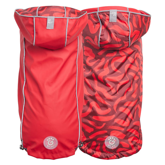 Elasto-Fit Reversible Dog Raincoat – Waterproof, Red/Red