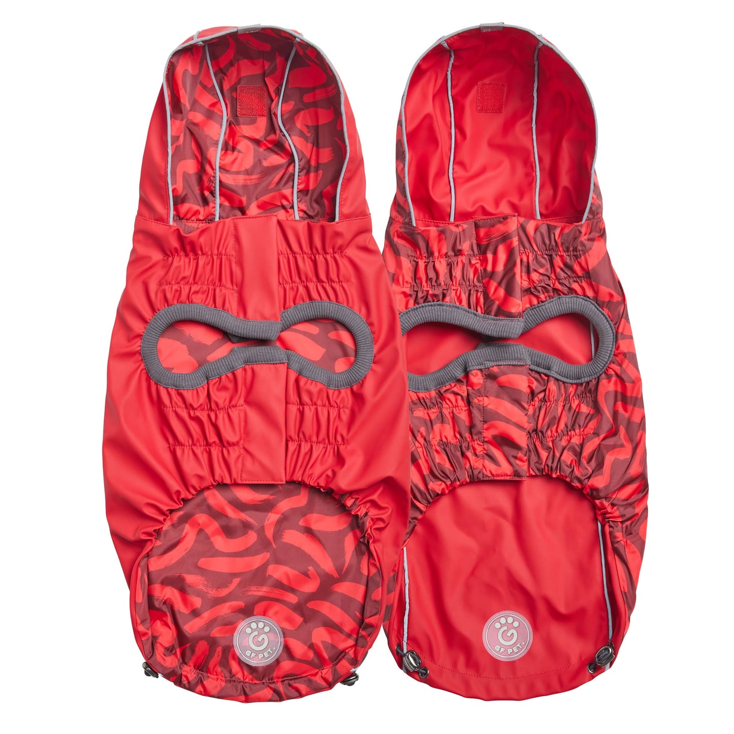 Elasto-Fit Reversible Dog Raincoat – Waterproof, Red/Red