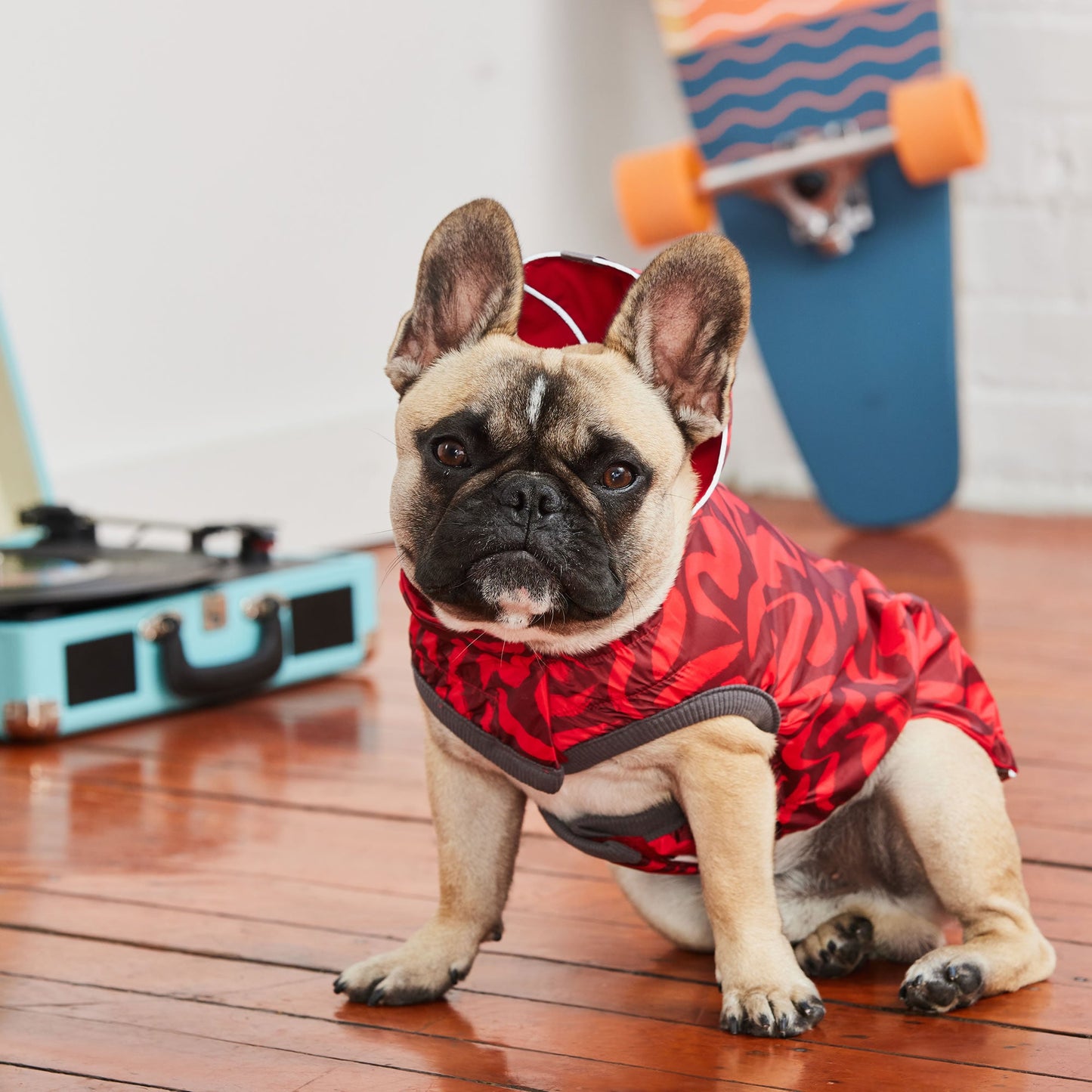 Elasto-Fit Reversible Dog Raincoat – Waterproof, Red/Red