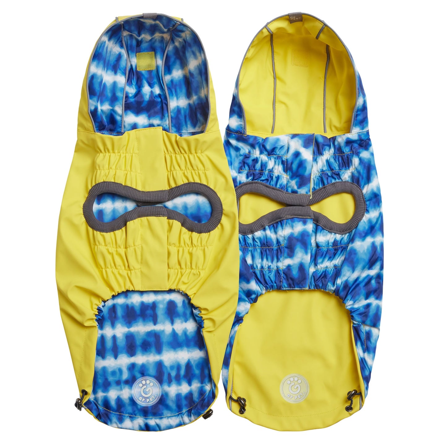 Dog Raincoat – Elasto-Fit Reversible Yellow Blue