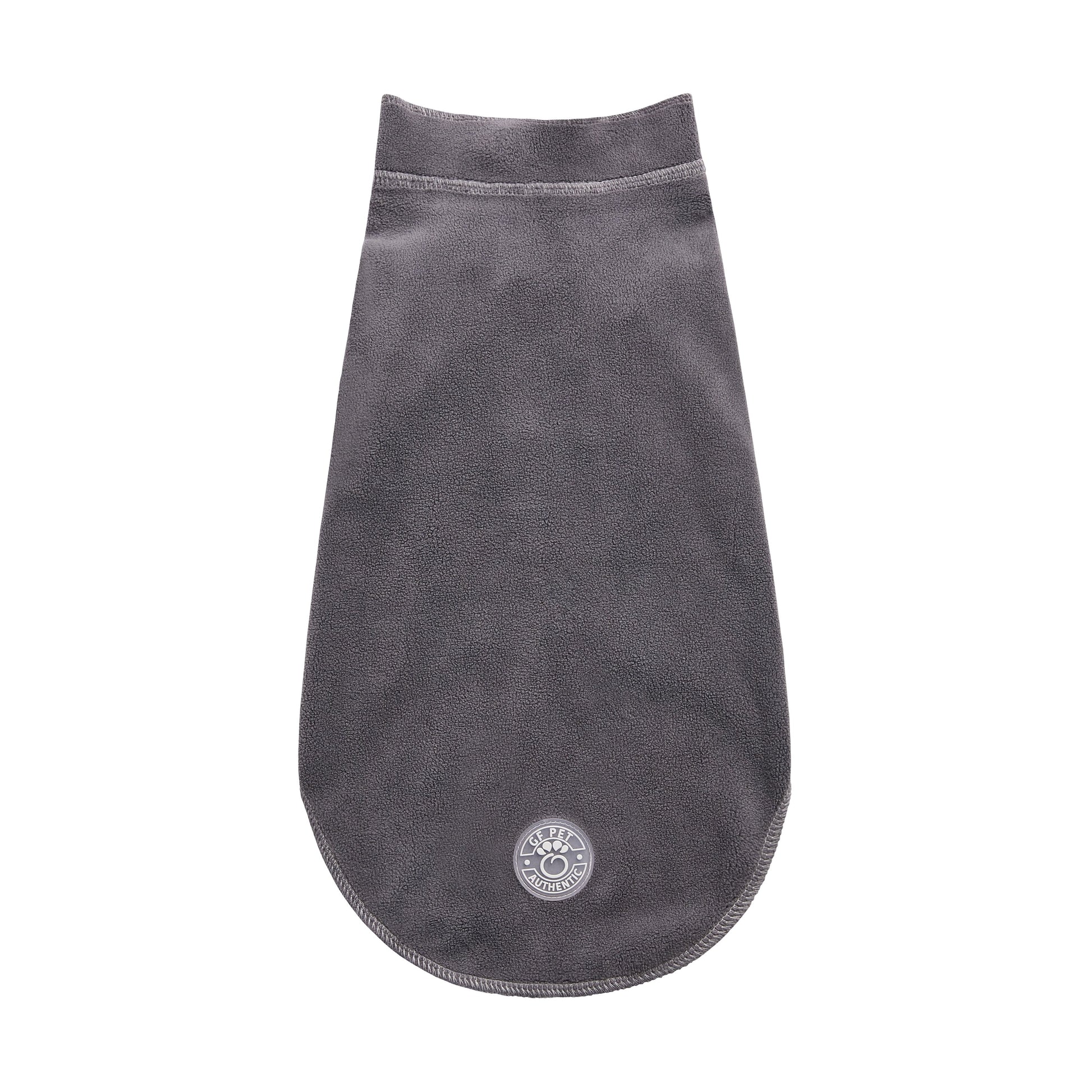 GF Pet Gondola charcoal micro polar fleece dog base layer front flat view with GF Pet logo on white background
