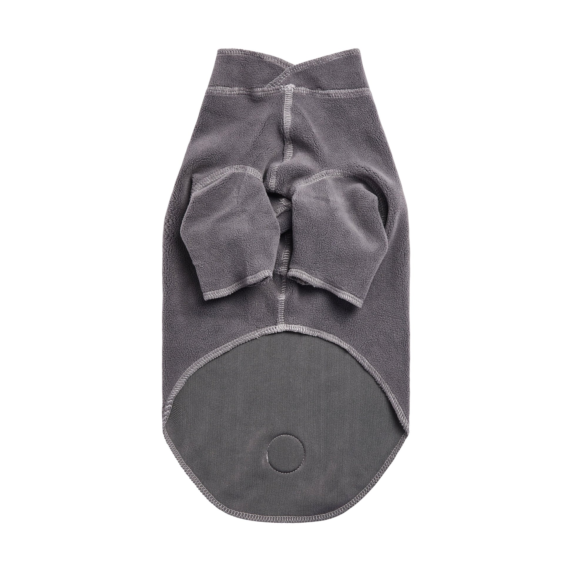 GF Pet Gondola charcoal dog base layer back flat view showing 4-way stretch micro polar fleece construction
