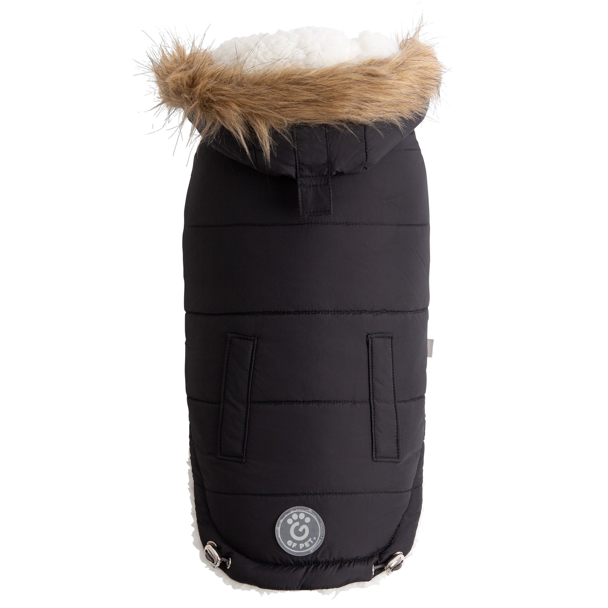 Dog Coat – Urban Parka Sherpa Faux Fur Black - High quality pet product