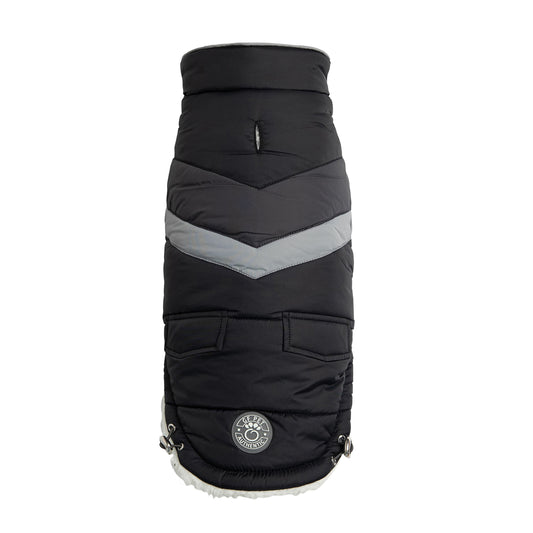 Dog Jacket – Alpine Puffer Retro Chevron Black