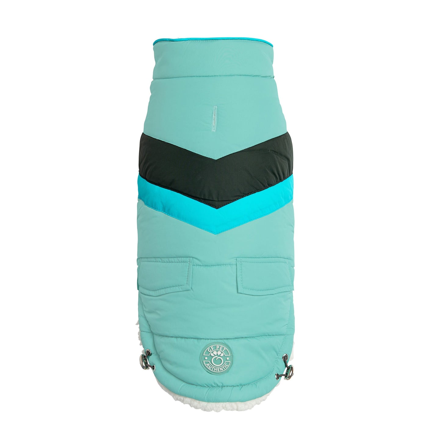 Dog Jacket – Alpine Puffer Retro Chevron Aqua - High quality pet product