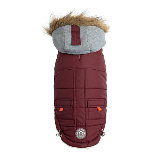 Dog Jacket – Winter Sailor Burgundy Vegan Fur