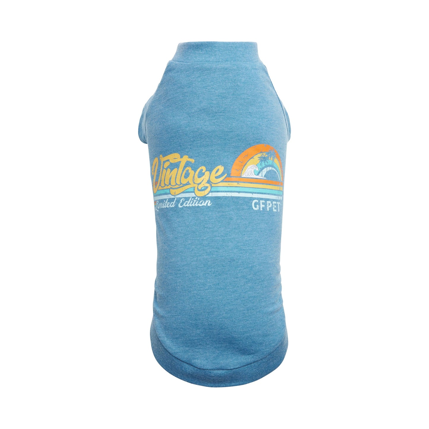 Graphic Dog Tee – Vintage Sporty Print, Raglan Sleeves, Blue