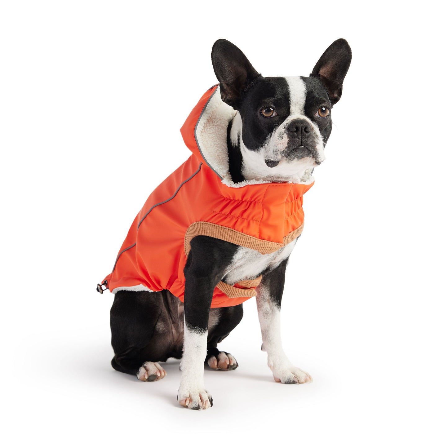 Elasto-Fit Insulated Dog Raincoat – Waterproof with Sherpa Lining, Orange
