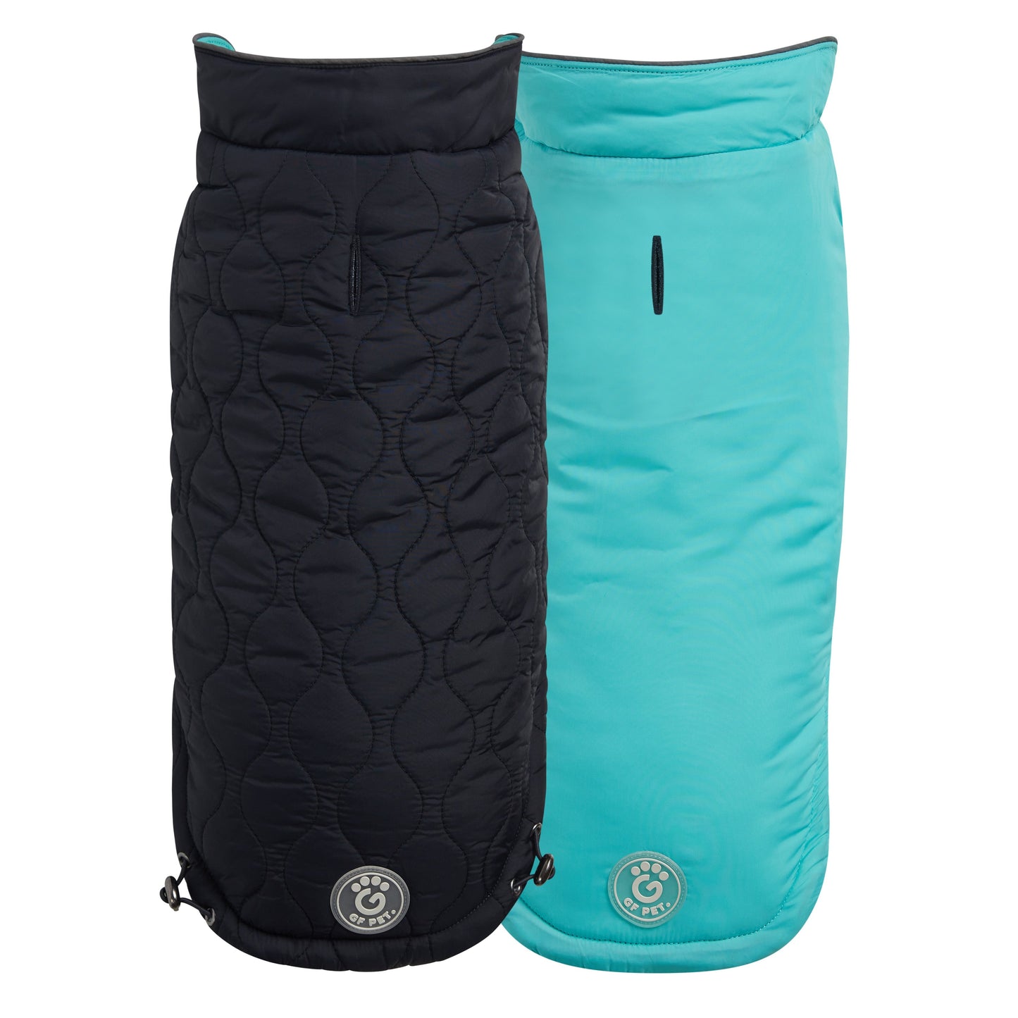 Reversible Chalet Dog Jacket – 2-in-1 Waterproof, Black/Aqua - High quality pet product