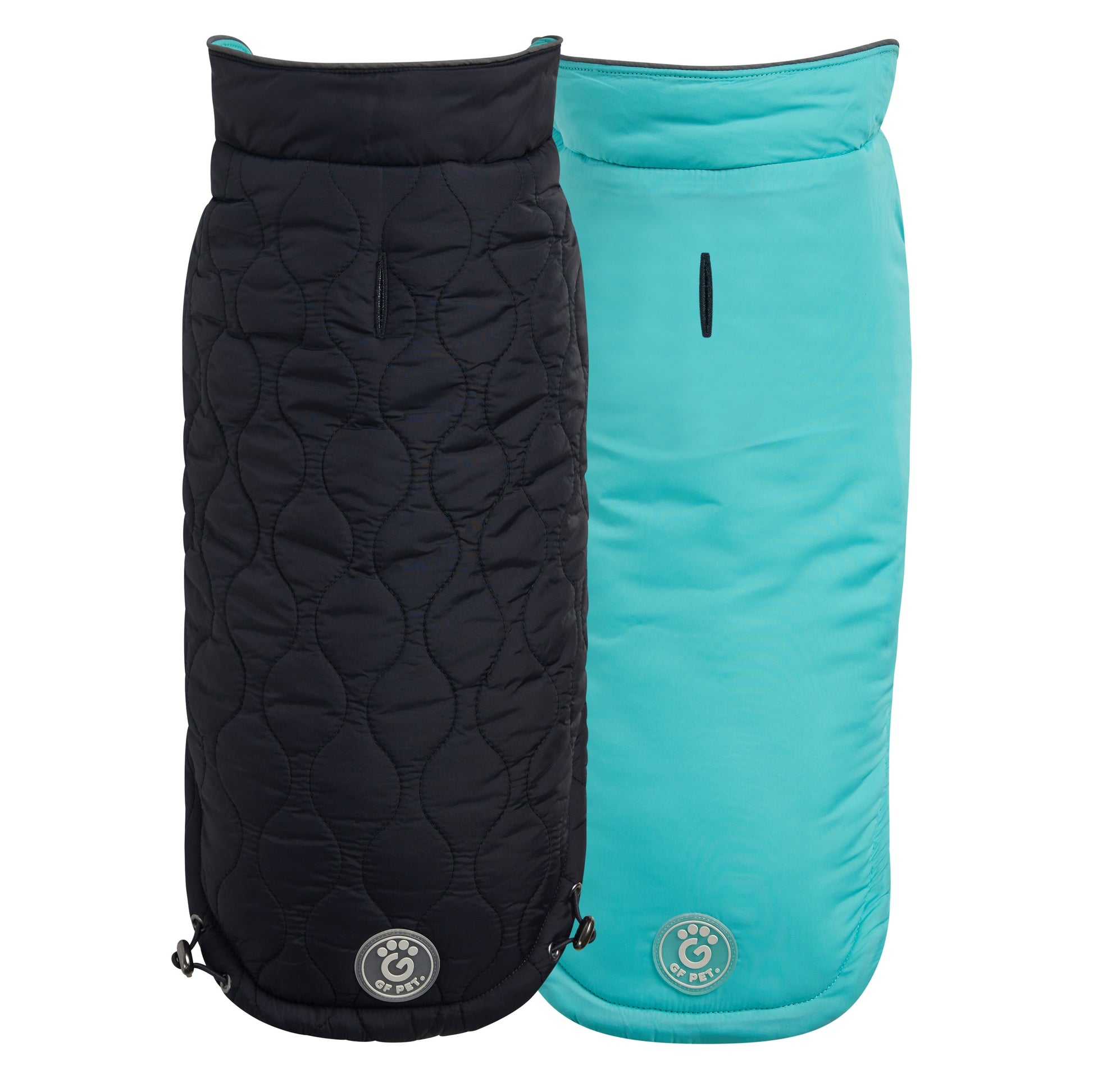 Reversible Chalet Dog Jacket – 2-in-1 Waterproof, Black/Aqua - High quality pet product