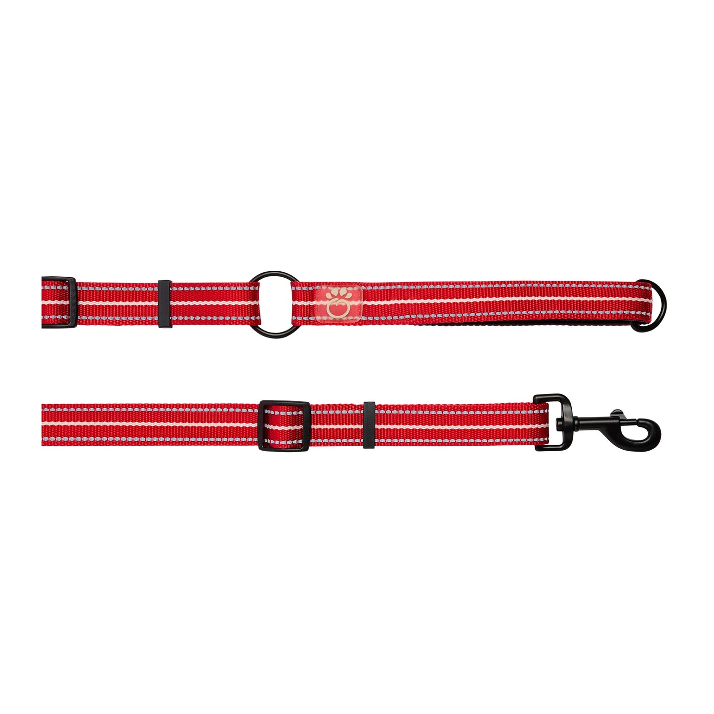 EEZY-6 Reflective Dog Leash – 6-in-1 Adjustable, Red