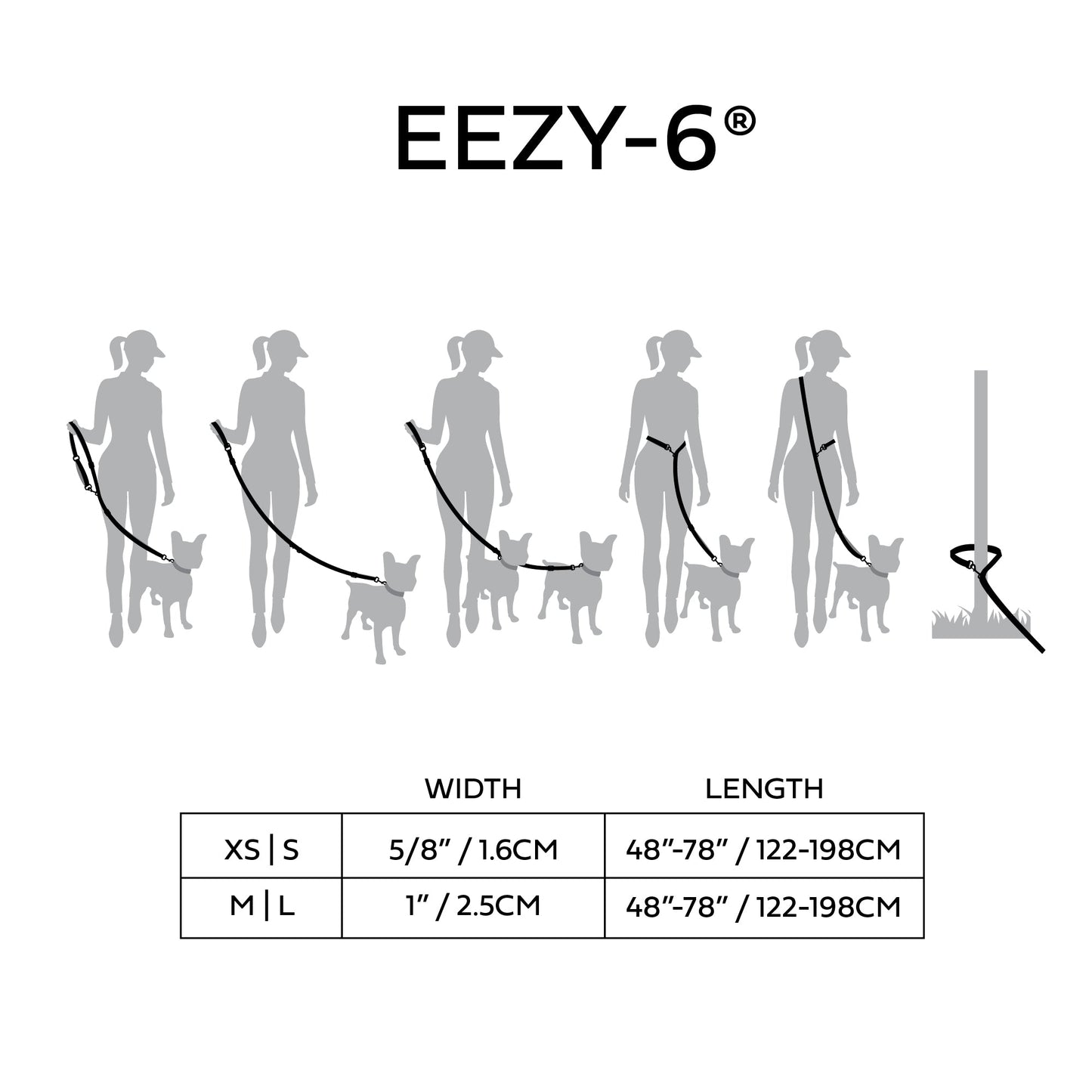 EEZY-6 Reflective Dog Leash – 6-in-1 Adjustable, Neon Blue