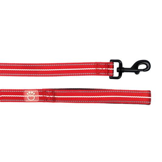 Reflective Dog Leash – 6 ft High-Visibility Nylon, Red
