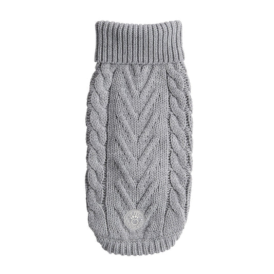 Dog Sweater – Chalet Cable Knit Turtleneck Grey