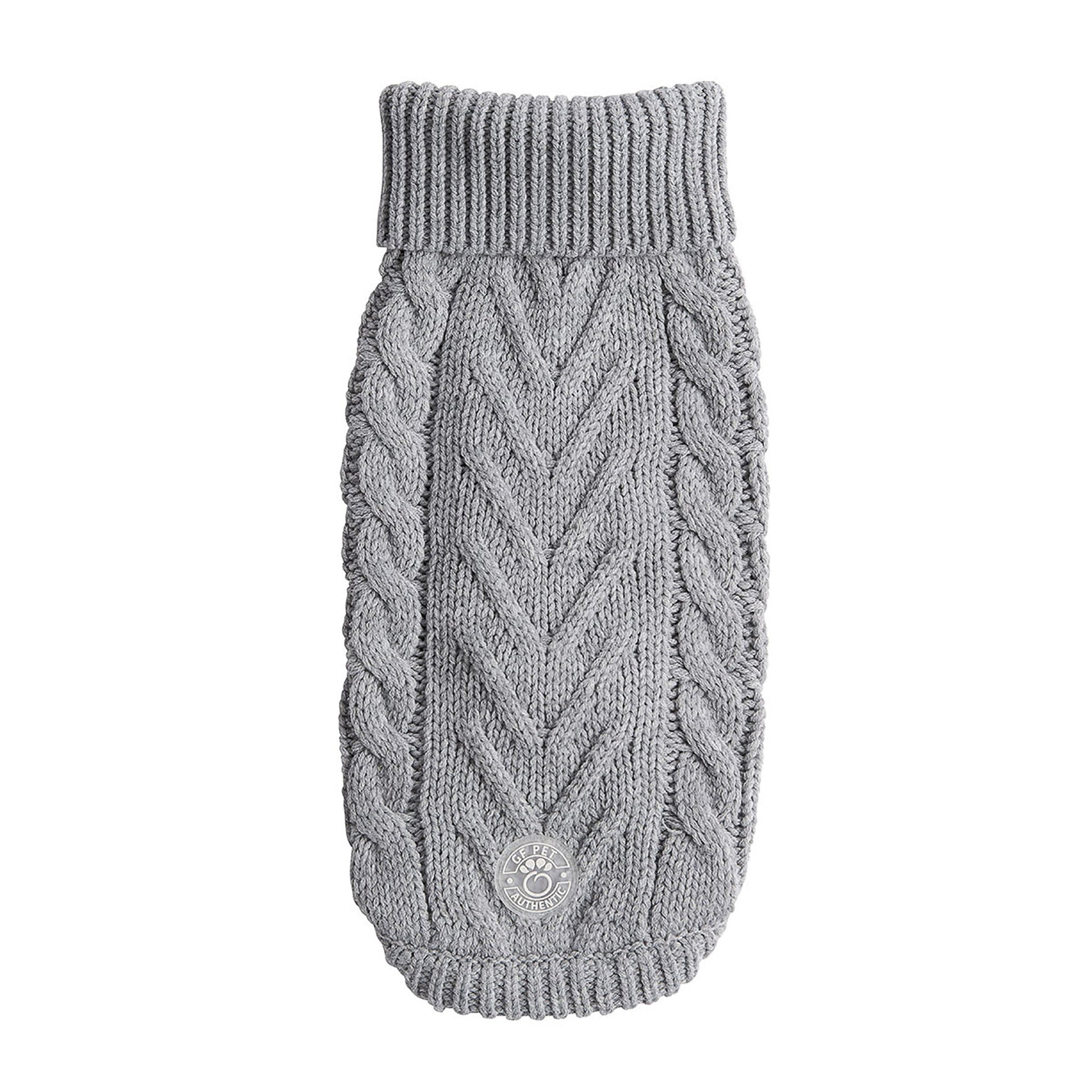 Dog Sweater – Chalet Cable Knit Turtleneck Grey - High quality pet product