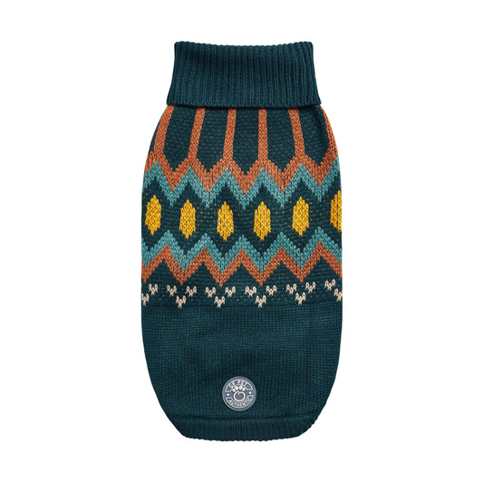 Heritage Dog Sweater – Teal | Vintage Turtleneck