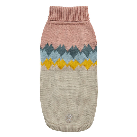 Fireside Dog Sweater – Multi-Knit Turtleneck, Clay