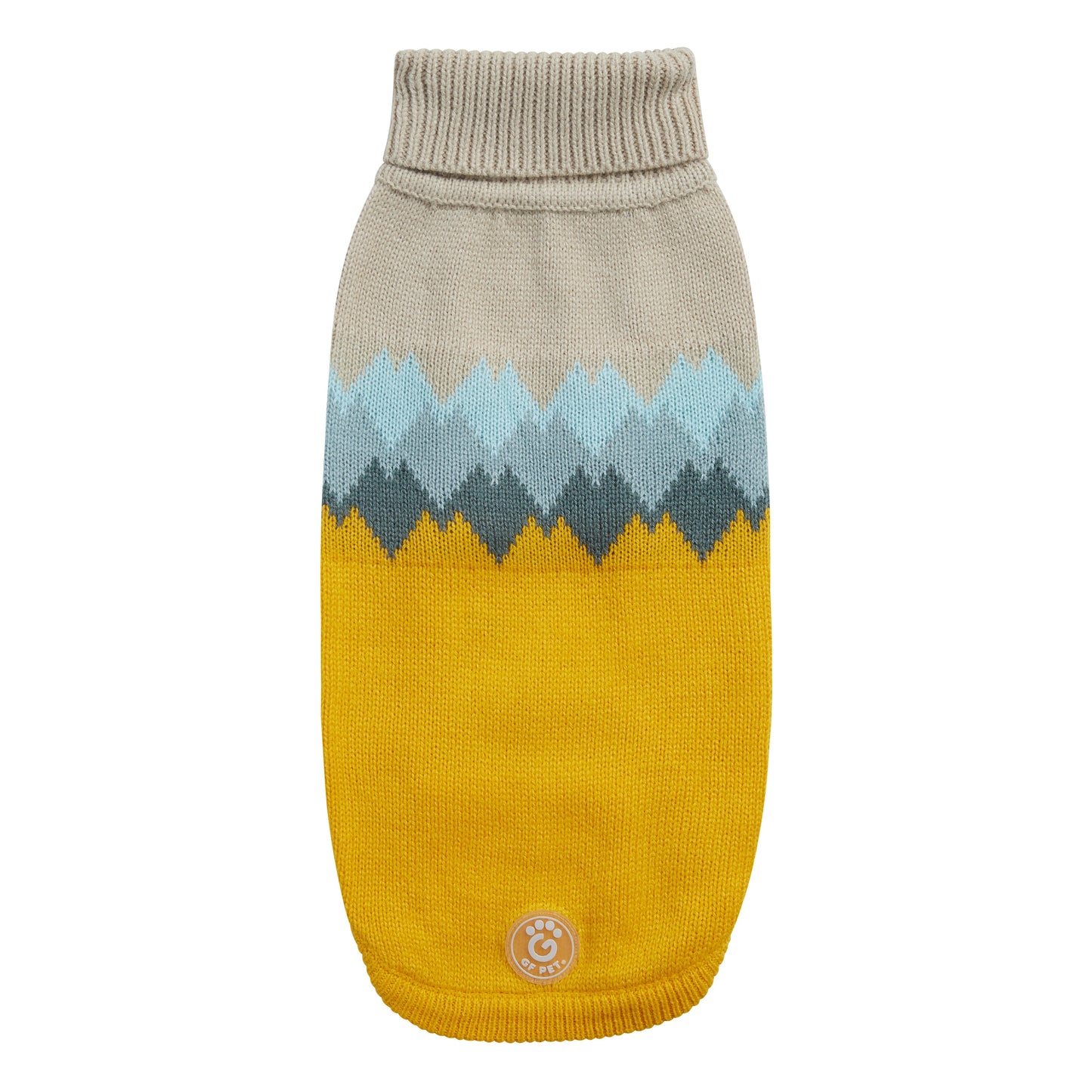 Fireside Dog Sweater – Multi-Knit Turtleneck, Yellow