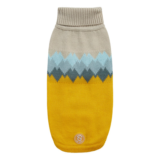 Fireside Dog Sweater – Multi-Knit Turtleneck, Yellow