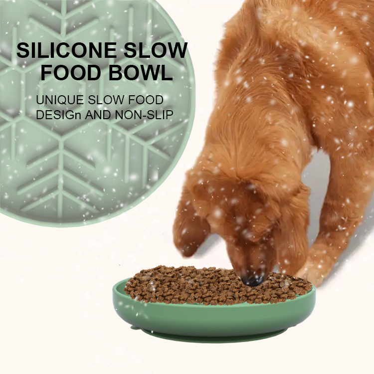 Snowflake Slow Feeder Bowl – Anti-Slip Silicone Design