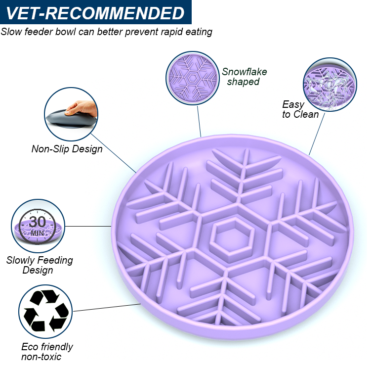 Snowflake Slow Feeder Bowl – Anti-Slip Silicone Design