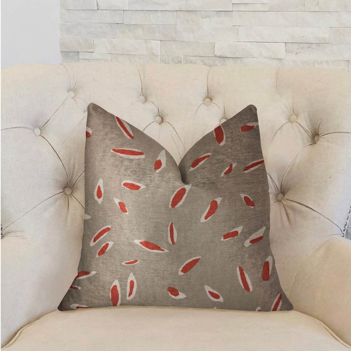 Petal Party Orange & Beige Luxury Throw Pillow – Cotton